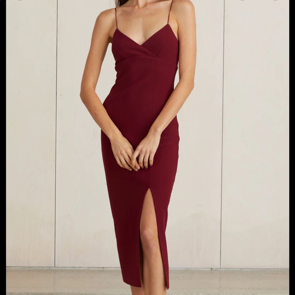 Bec & Bridge Lea Split Dress Burgundy AU 6 (Fits US 0)
